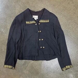 Vintage SL Fashion Petites Gold and Black Size Medium‎ 14P Button Up Blazer